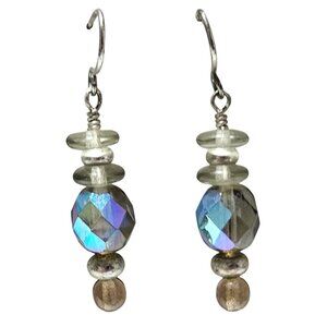 Handcrafted Iridescent Glass Stone Beaded Drop Earrings Fashion Jewelry Women